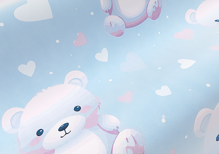 Little Bear, Blue Cotton - Made to Measure Curtains - Image 4